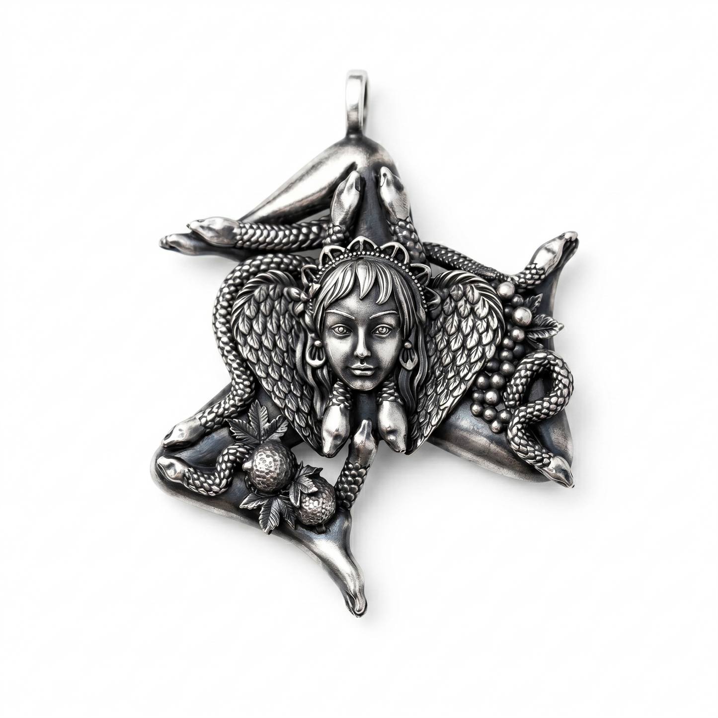 Trinacria Sicily Pendant Sterling Silver Necklace - INDIGO Jewelry