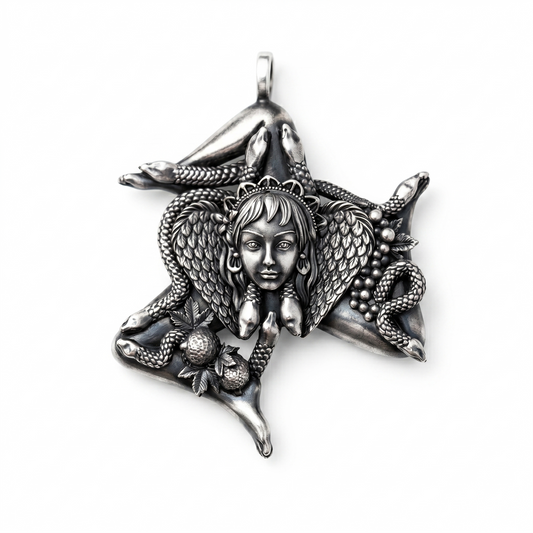Trinacria Sicily Pendant Sterling Silver Necklace - INDIGO Jewelry