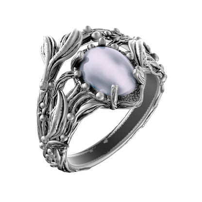 Moonstone Women Occult Sterling Silver Ring