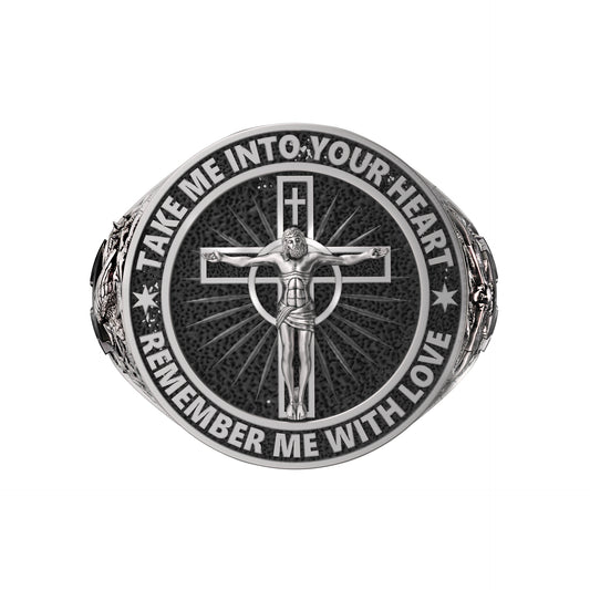 The Good Thief and Jesus Christ's Conversion Sterling Silver Ring