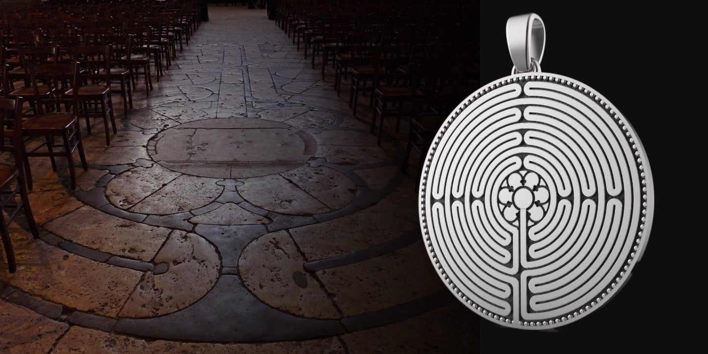 The labyrinth of Chartres Cathedral Sterling Silver Pendant from INDIGO JEWELRY