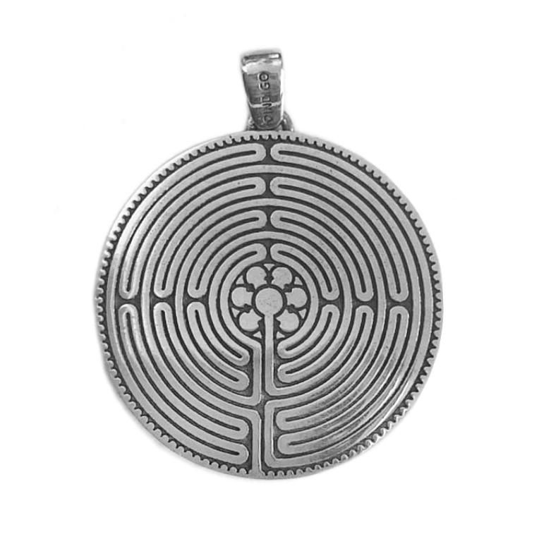 The labyrinth of Chartres Cathedral Sterling Silver Pendant from INDIGO JEWELRY