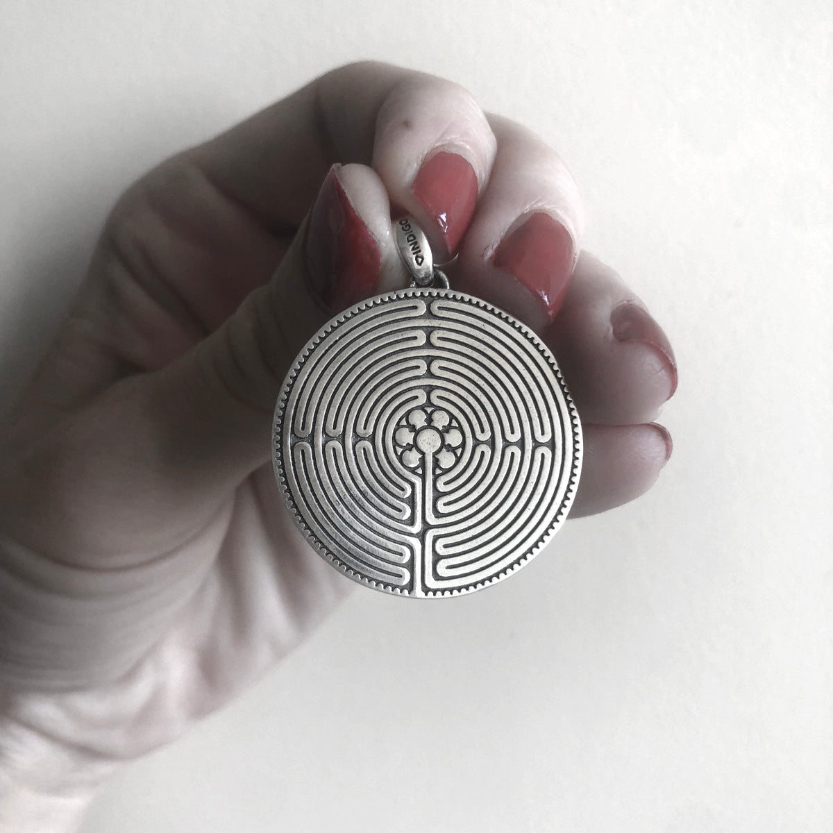 The labyrinth of Chartres Cathedral Sterling Silver Pendant from INDIGO JEWELRY