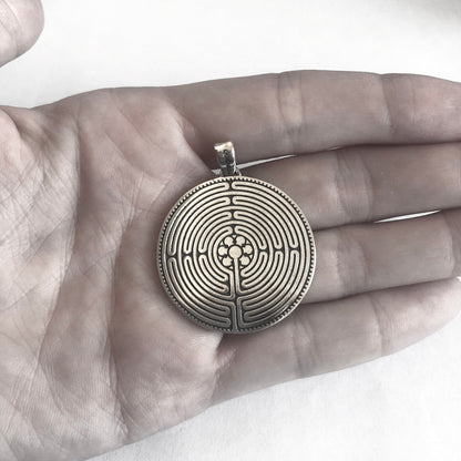 The labyrinth of Chartres Cathedral Sterling Silver Pendant from INDIGO JEWELRY