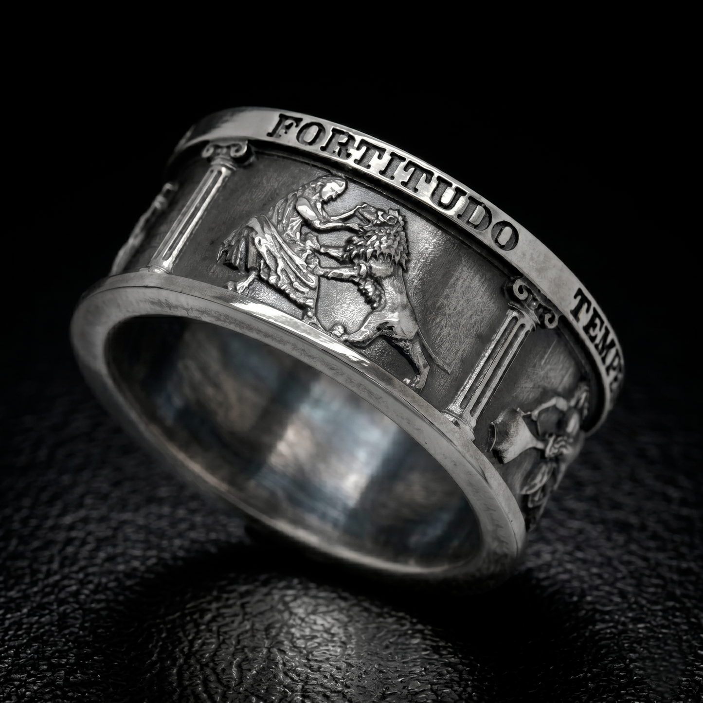 Four Cardinal Virtues Ring in Sterling Silver – Stoic Philosophy Signet Ring by INDIGO Jewelry