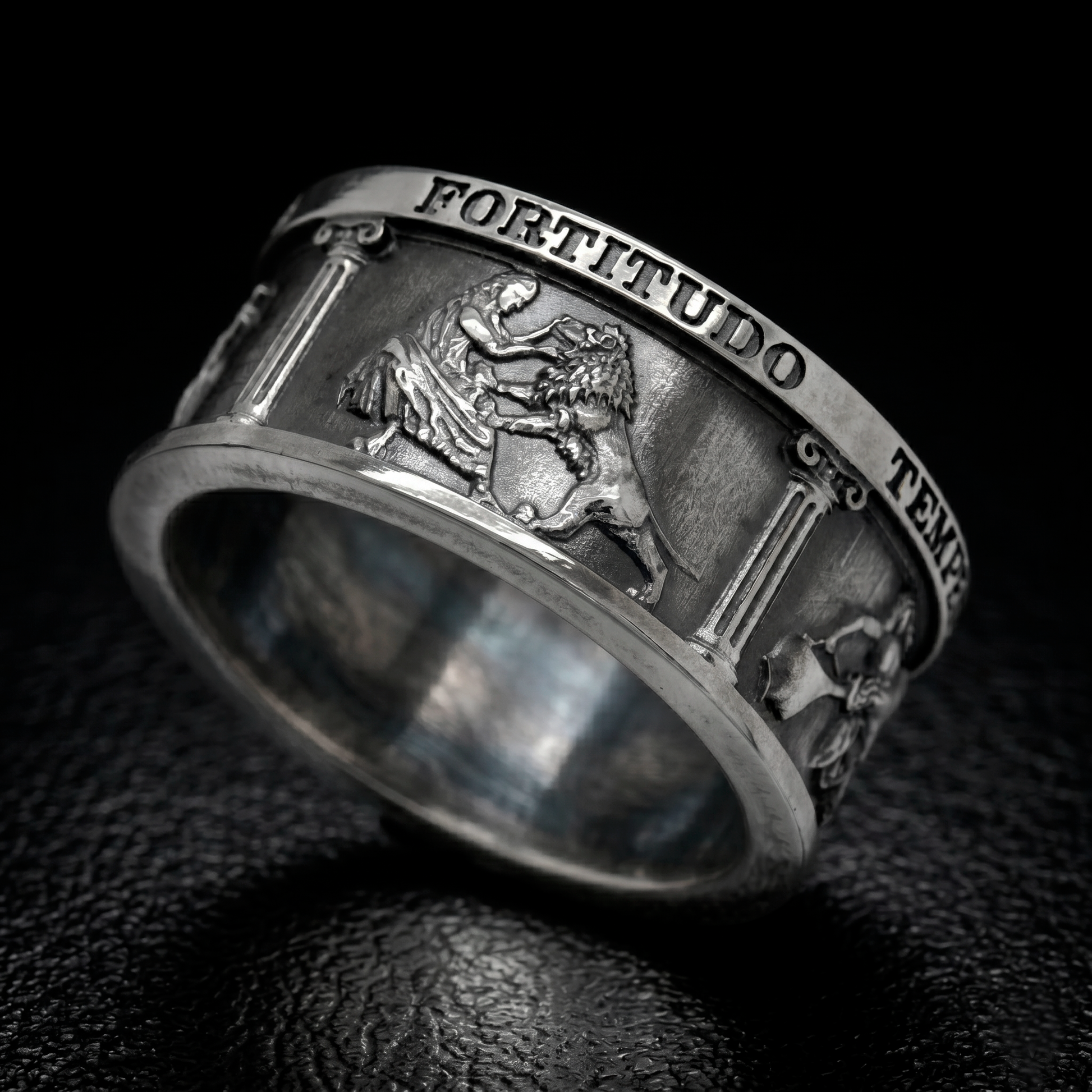 Four Cardinal Virtues Ring in Sterling Silver – Stoic Philosophy Signet Ring by INDIGO Jewelry
