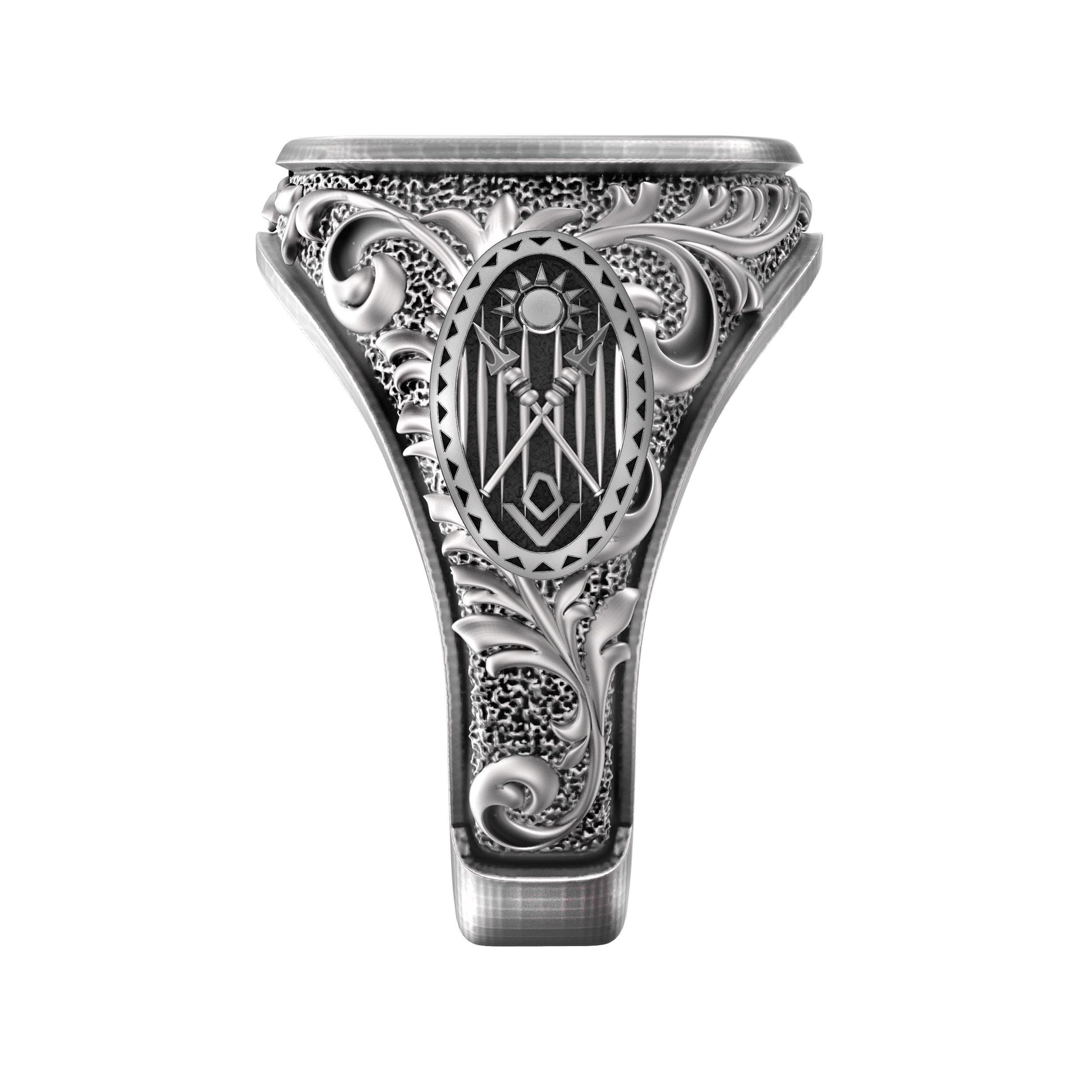 Madagascar silver signet ring with engraved island map, tribal symbols, zebu bull, palm and shield details. Handcrafted men’s jewelry in oxidized sterling silver 925, bold ethnic heritage design, unique symbolic statement ring, heavy masculine accessory, perfect gift for travelers, collectors, or lovers of African culture.