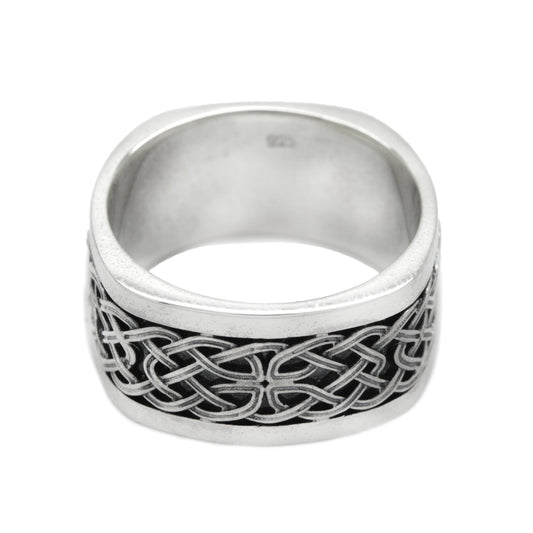 Celtic Knot Viking Sterling Silver Band Ring  • Norse Ethnic • Pagan and Irish Jewelry • Nordic Engagement