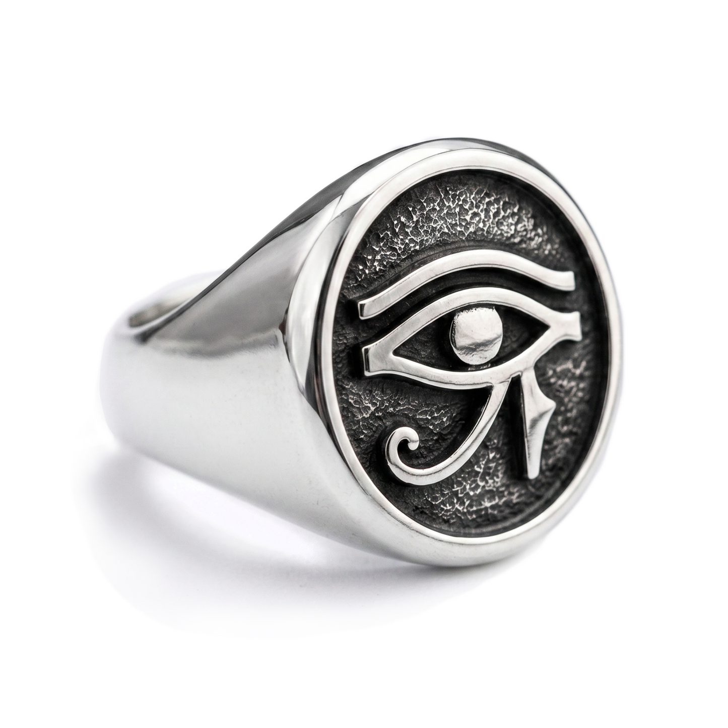 INDIGO Jewelry Atelier eye of horus sterling silver signet ring, handcrafted egyptian mens ring in oxidized 925 silver