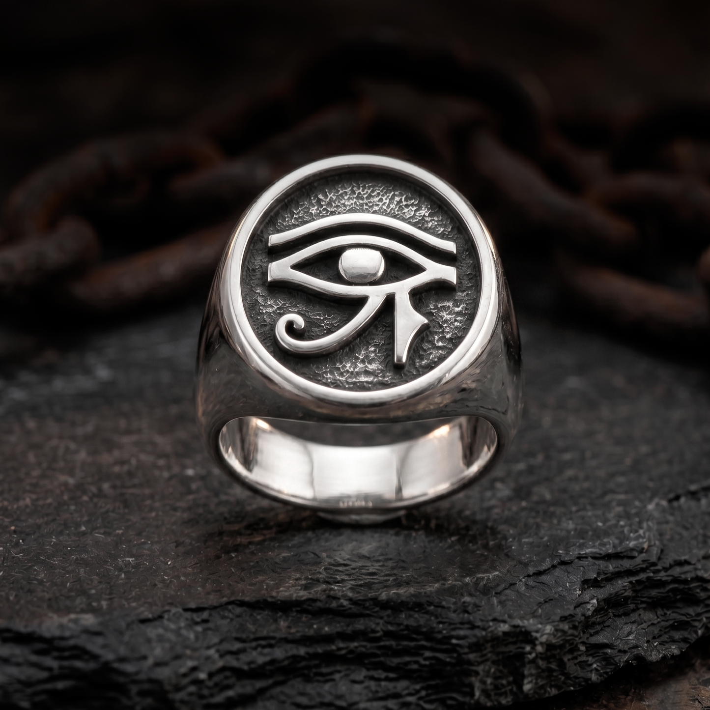 Eye of Horus Sterling Silver Signet Ring