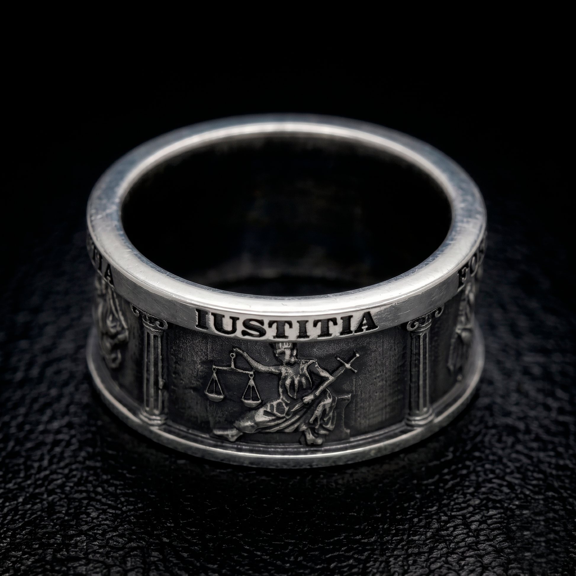 Four Cardinal Virtues Ring Sterling Silver – Stoic Philosophy Signet Ring by INDIGO Jewelry - IUSTITIA