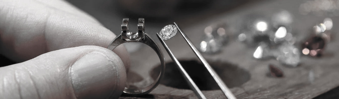 Professional gemstone setting service for rings and fine jewelry, precision diamond and stone setting by experienced jewelers at INDIGO Jewelry
