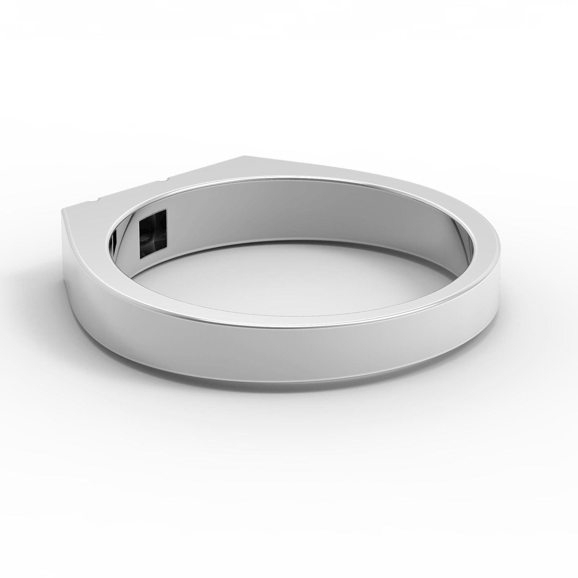 Minimalist men's signet ring crafted from sterling silver, featuring a rectangular design set with a bold black zirconia stone. This modern pinky ring is perfect as a personalized or initial ring for men, combining contemporary style with timeless elegance. Ideal gift for him, this custom ring works as a geometric signet ring, available in silver or gold finish. Clean lines and handcrafted detail make it suitable for everyday wear.