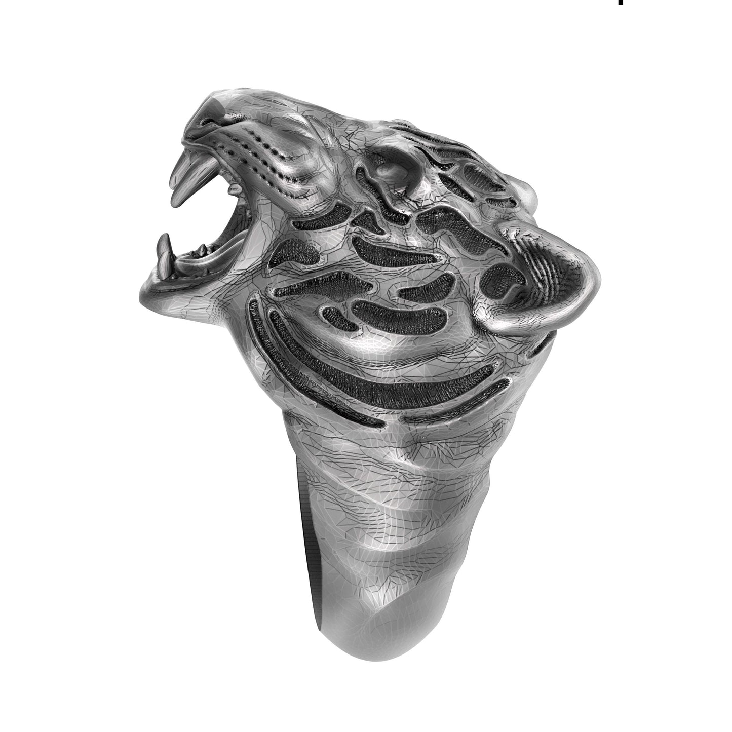 Sterling silver tiger ring with blackened details, handmade gothic biker jewelry for men. This bold 925 silver statement ring features a roaring wild cat head with oxidized textures and polished accents. Perfect as a mens ring, biker ring, or animal ring, it highlights individuality, strength, and fearless style. Crafted from solid silver with a unique oxidized silver patina, durable and stylish for daily wear or special occasions.