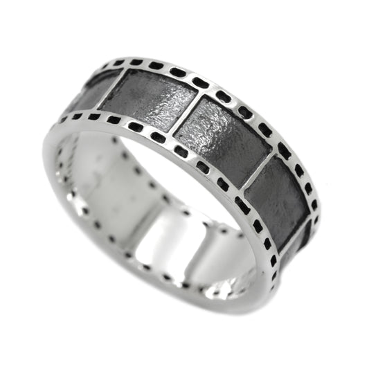 Sterling silver film strip ring for photographers and filmmakers