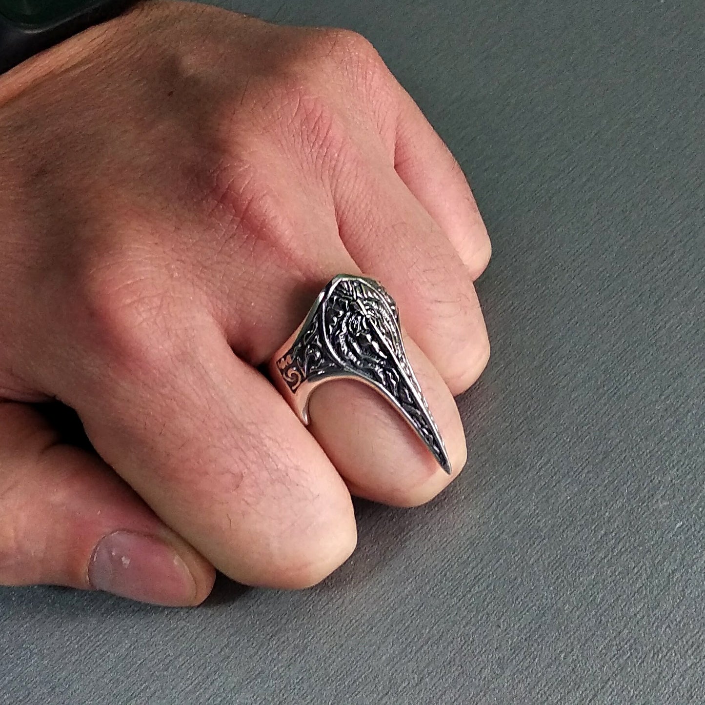 Crow's Claw Yakuza Tattoos Unisex Silver Ring