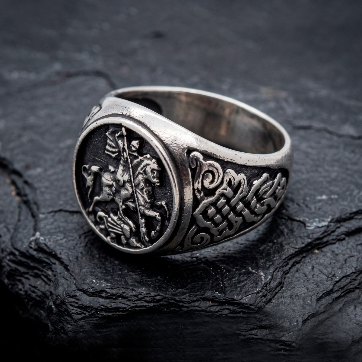 Saint George the Victorious Mens Signet Ring