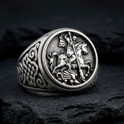 Saint George the Victorious Mens Signet Ring