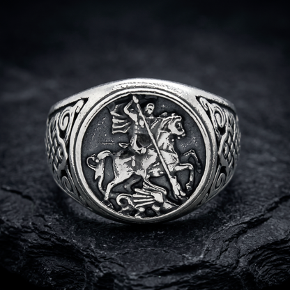 Saint George the Victorious Mens Signet Ring