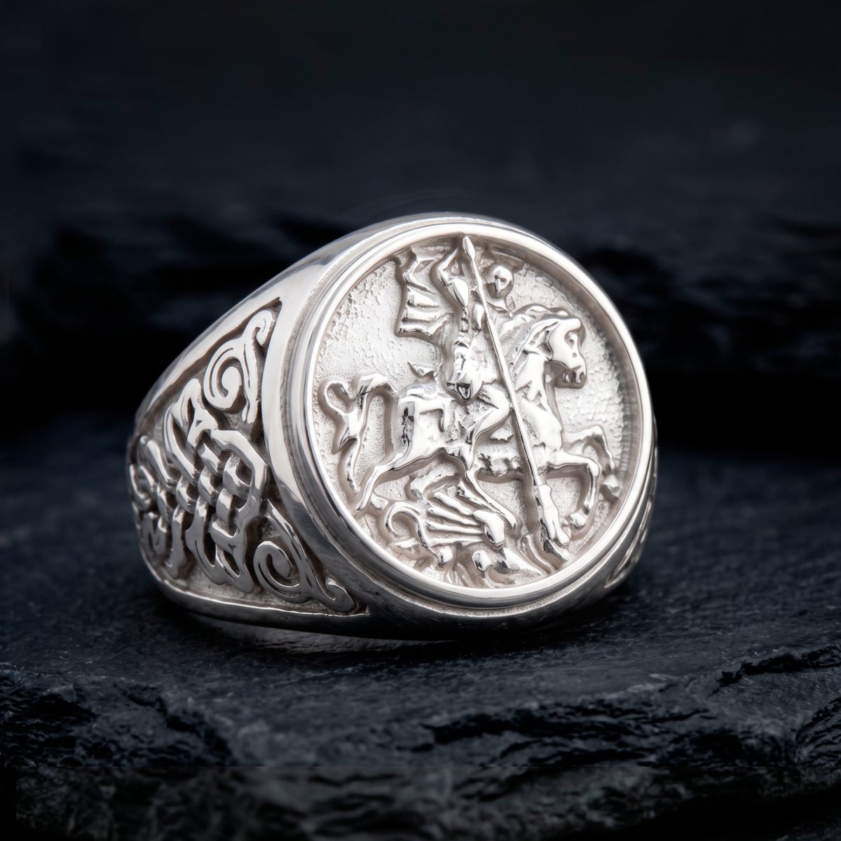 Saint George the Victorious Mens Signet Ring