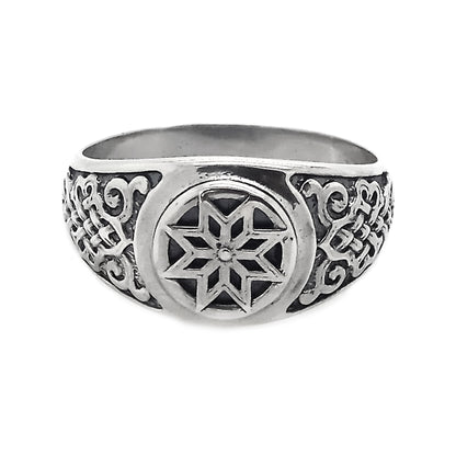 Alatyr Slawisches Amulett Herrenring Sterling Silber Siegel