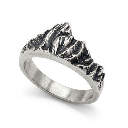 Alpine mountain ring by INDIGO Jewelry Atelier, Mont Blanc inspired sterling silver mountain band handcrafted in 925 silver