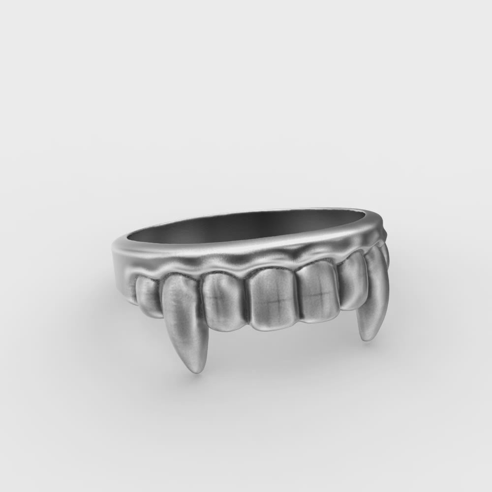 Vampire Fangs Jaw Unisex Sterling Silver Ring by INDIGO JEWELRY