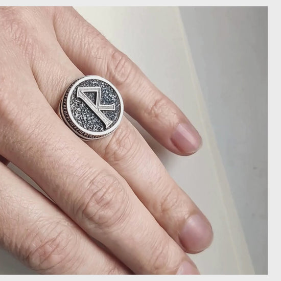 Raido Elder Futhark Runes Sterling Silver Ring