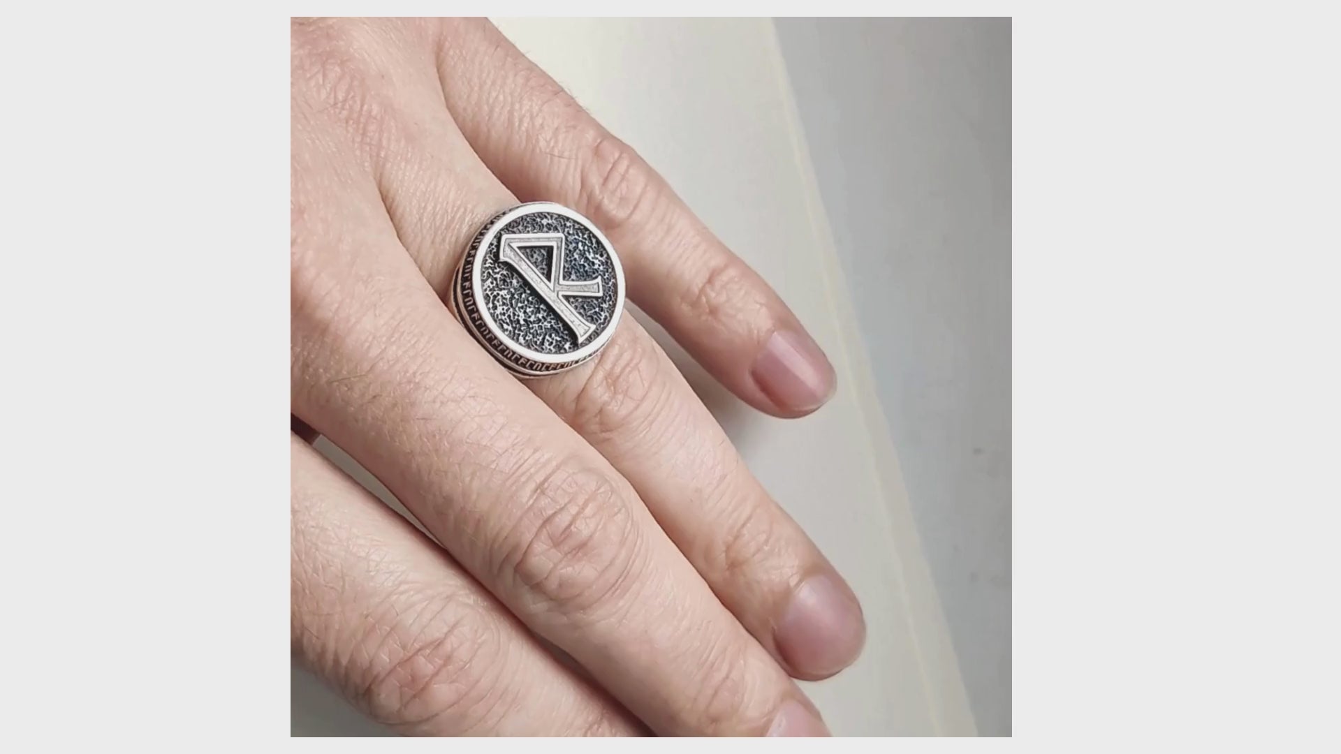 Raido Elder Futhark Runes Sterling Silver Ring