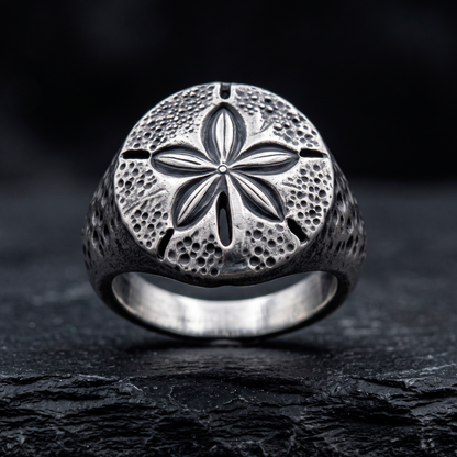 Sand Dollar Silver Signet Ring