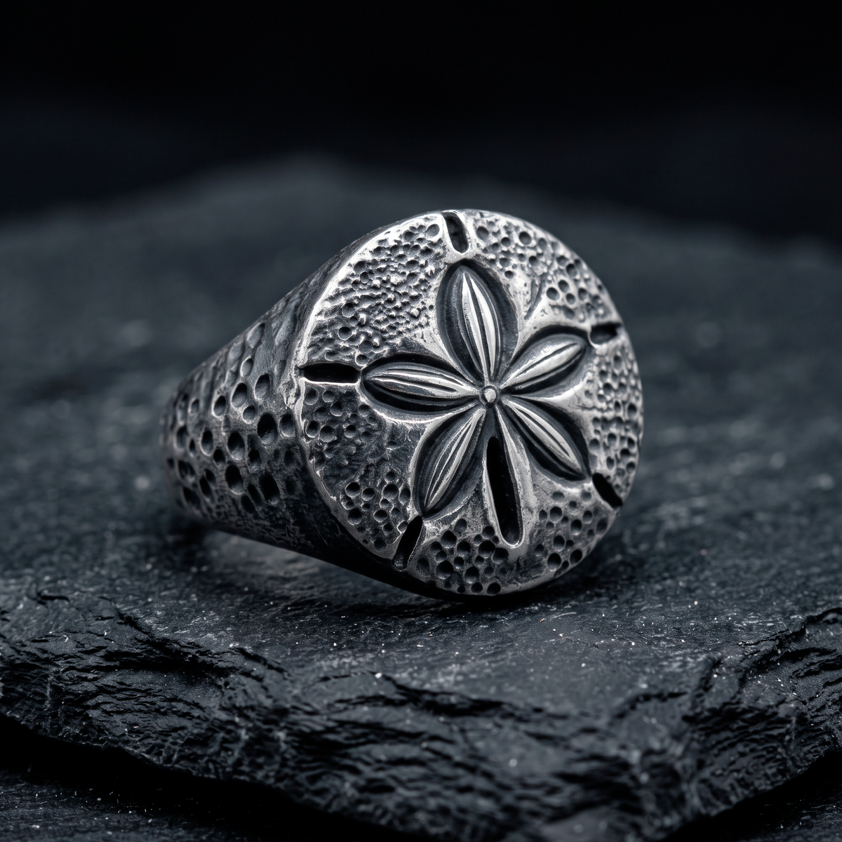 Sand Dollar Silver Signet Ring
