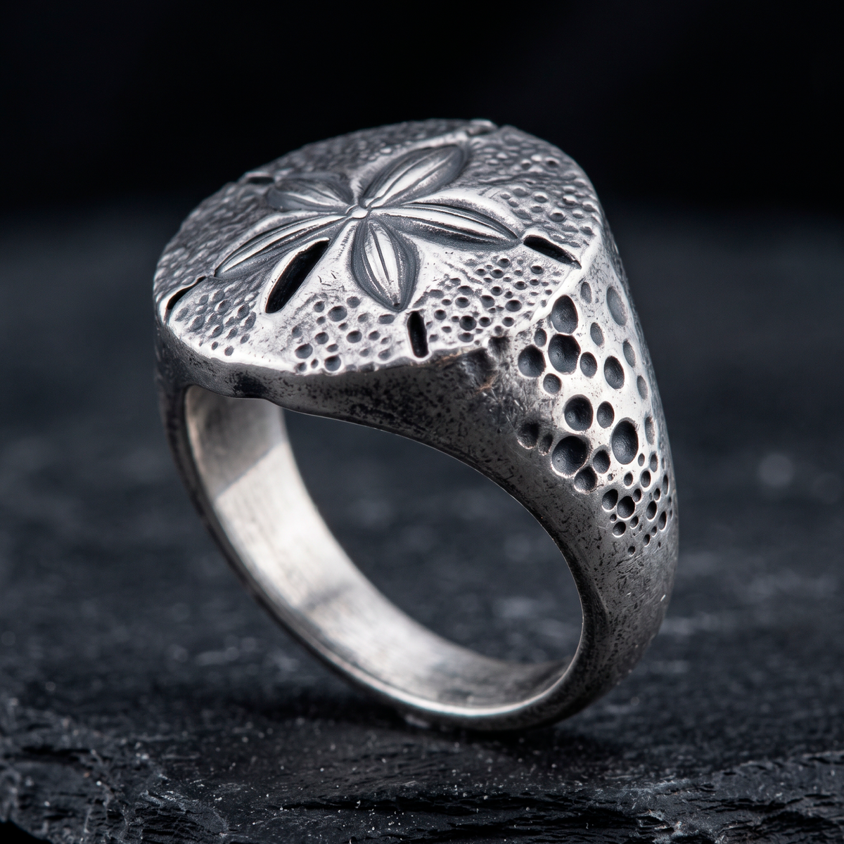 Sand Dollar Silver Signet Ring
