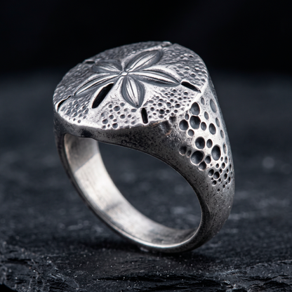 Sand Dollar Silver Signet Ring