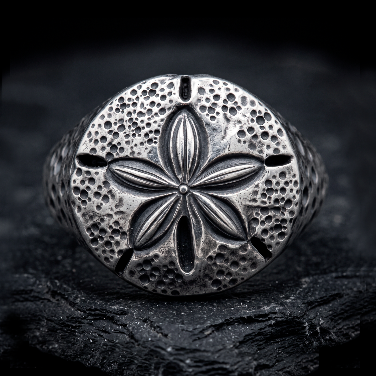 Sand Dollar Silver Signet Ring