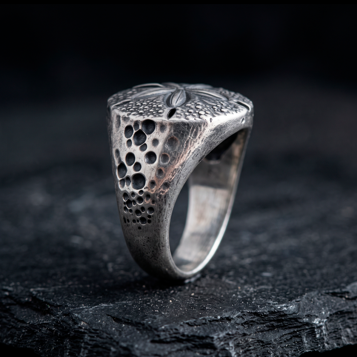 Sand Dollar Silver Signet Ring
