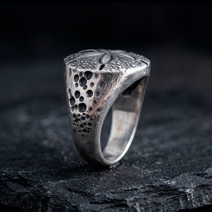 Sand Dollar Silver Signet Ring