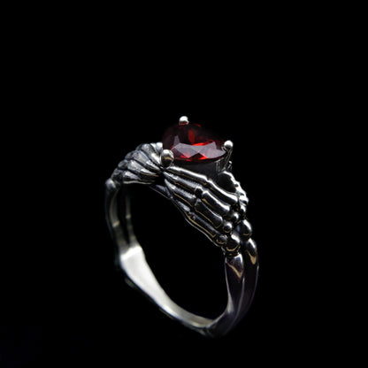 Claddagh Ring Heart Gem Sterling Silver Gothic Skull Engagement Ring