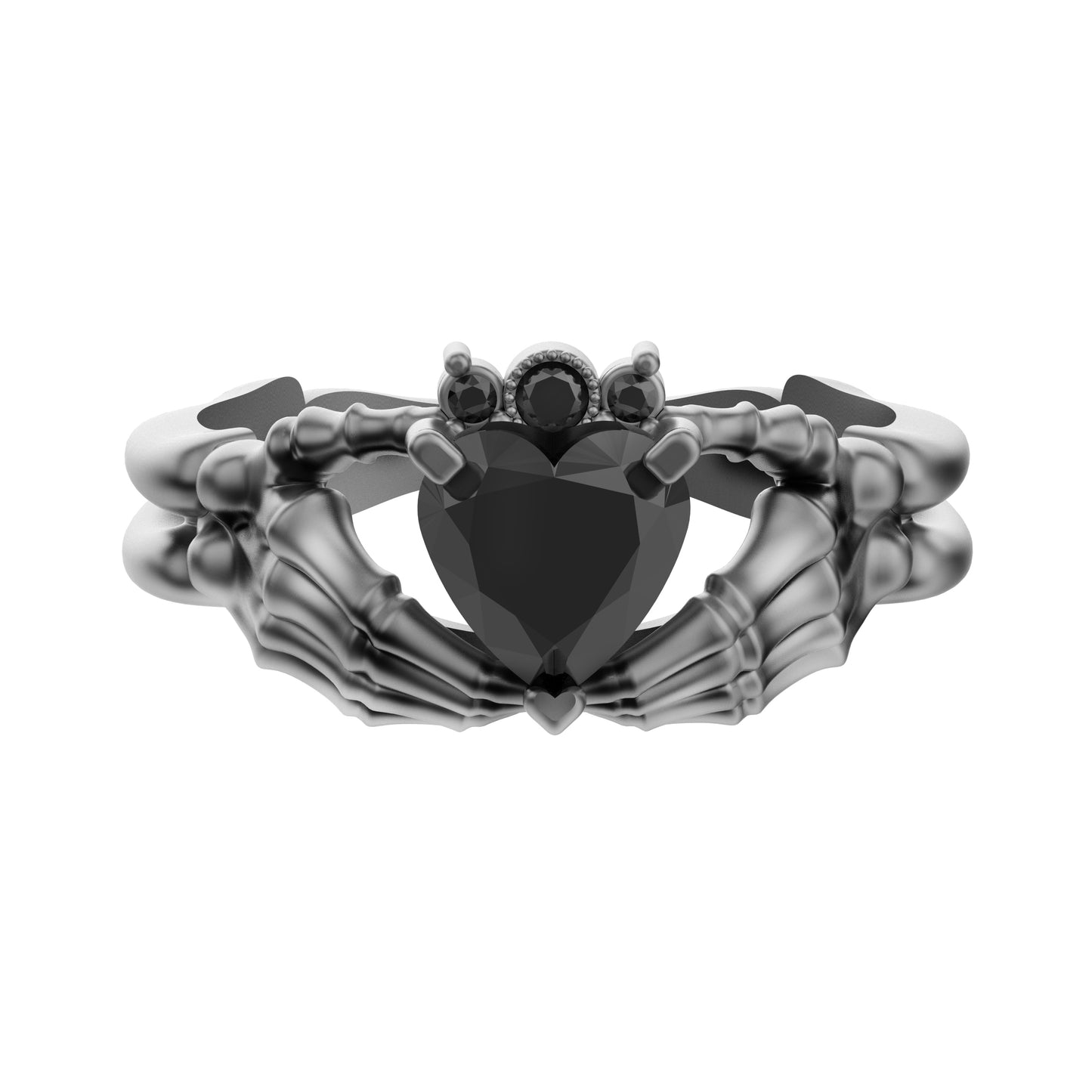 Claddagh Ring Heart Gem Sterling Silver Gothic Skull Engagement Ring