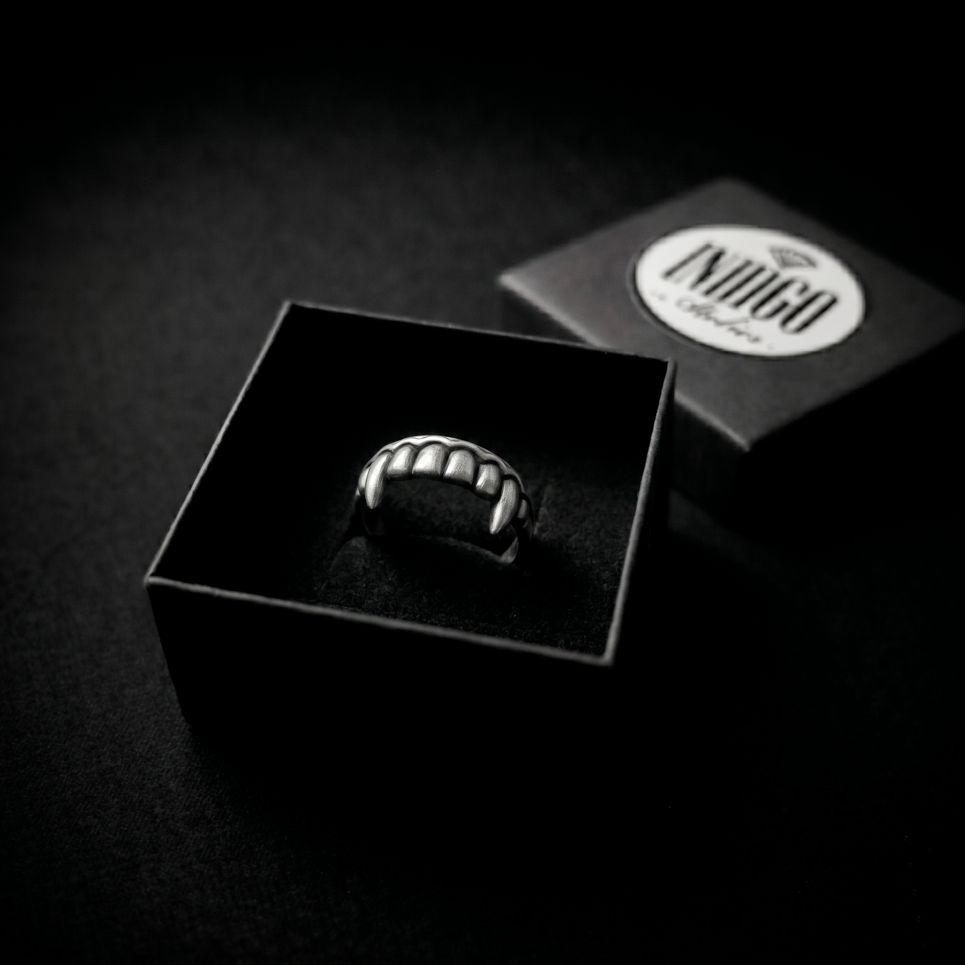 Vampire Fangs Ring gift packaging by INDIGO Jewelry Atelier