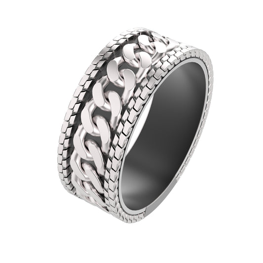 Kubánský prsten, řetízkový pánský stříbrný prsten