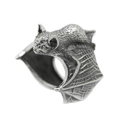 Bat Mouse Adjustable Sterling Silver Ring