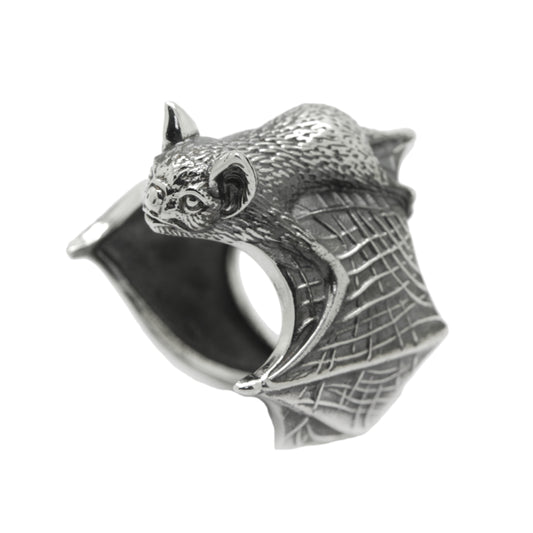 Nastavitelný stříbrný prsten Bat Mouse