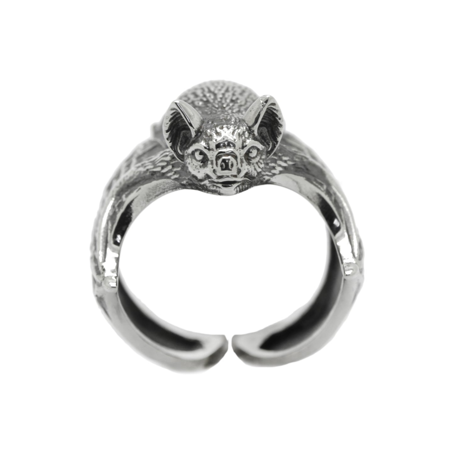 Bat Mouse Adjustable Sterling Silver Ring