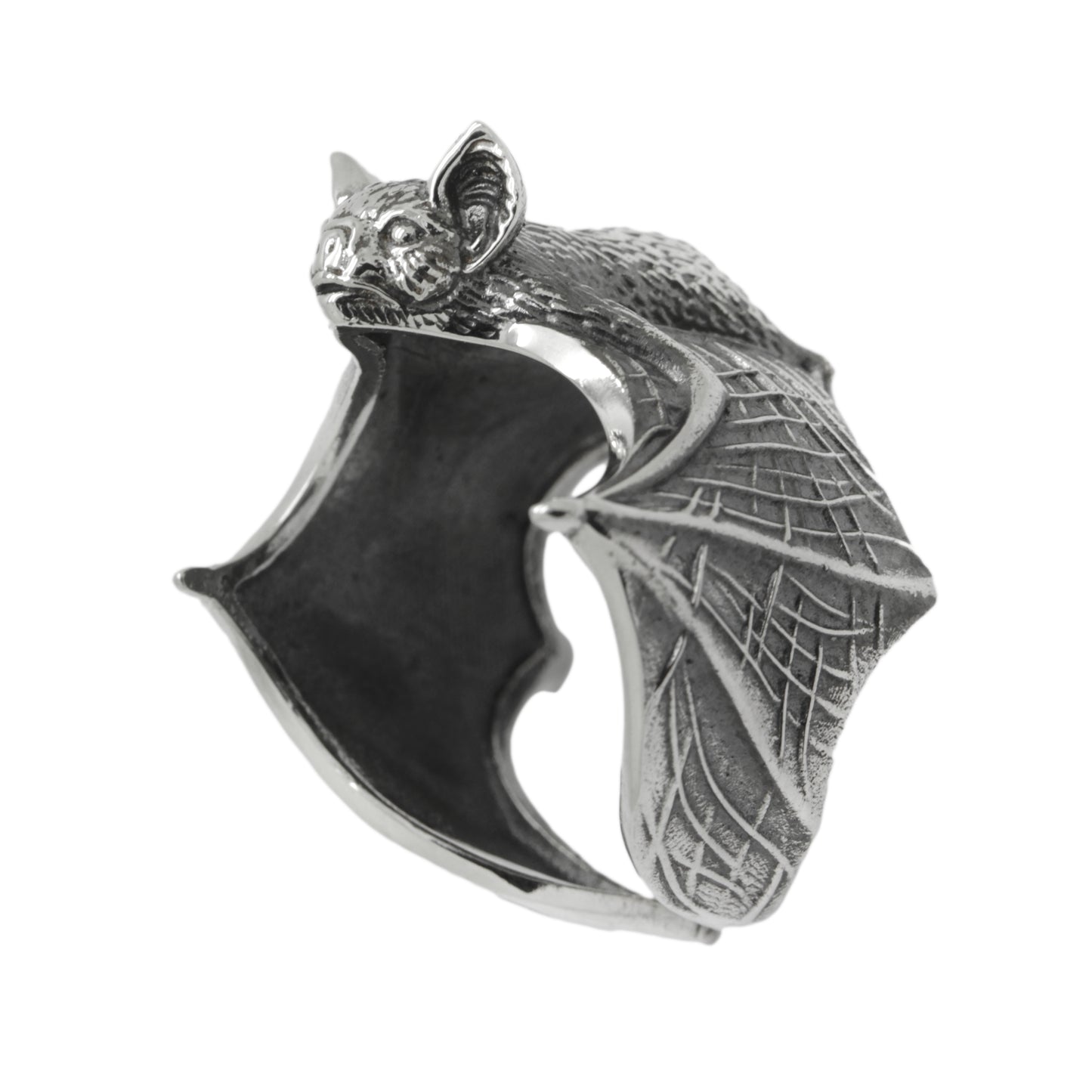 Bat Mouse Adjustable Sterling Silver Ring