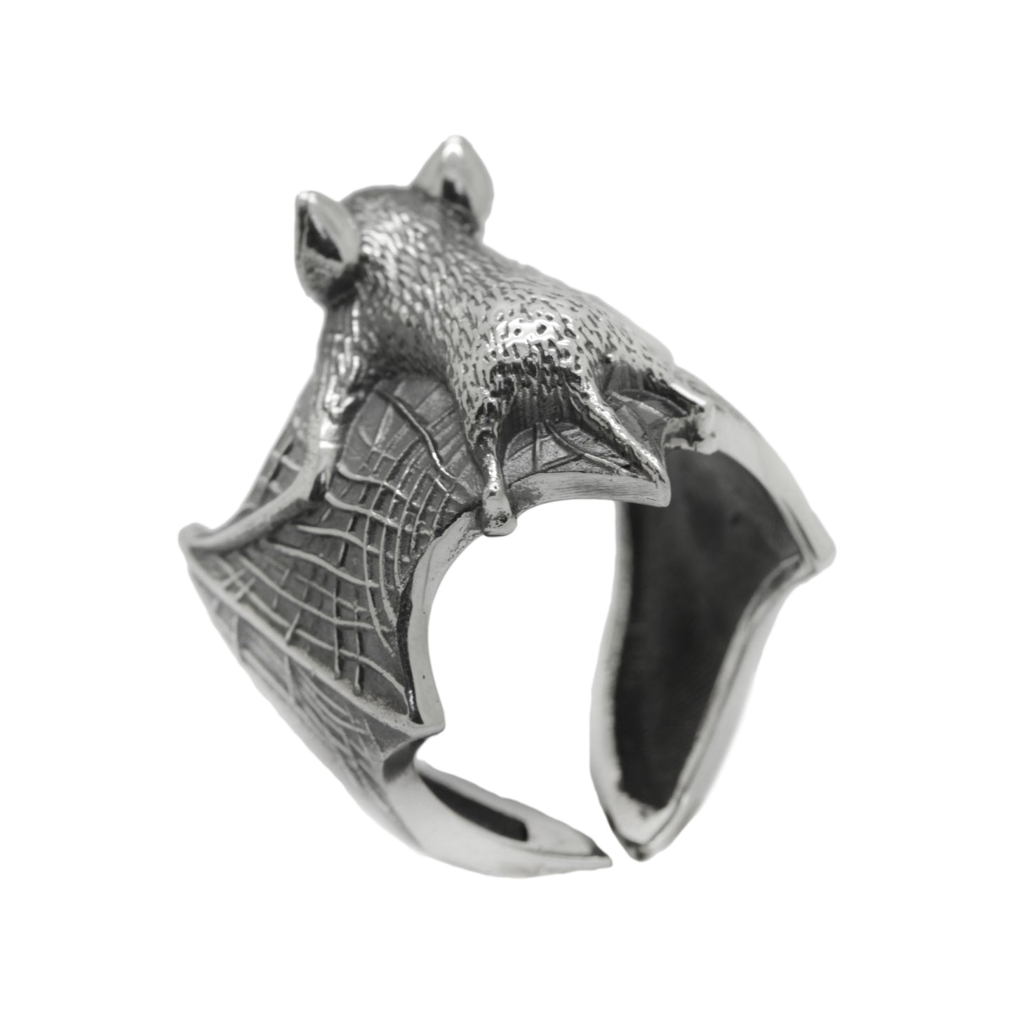 Bat Mouse Adjustable Sterling Silver Ring