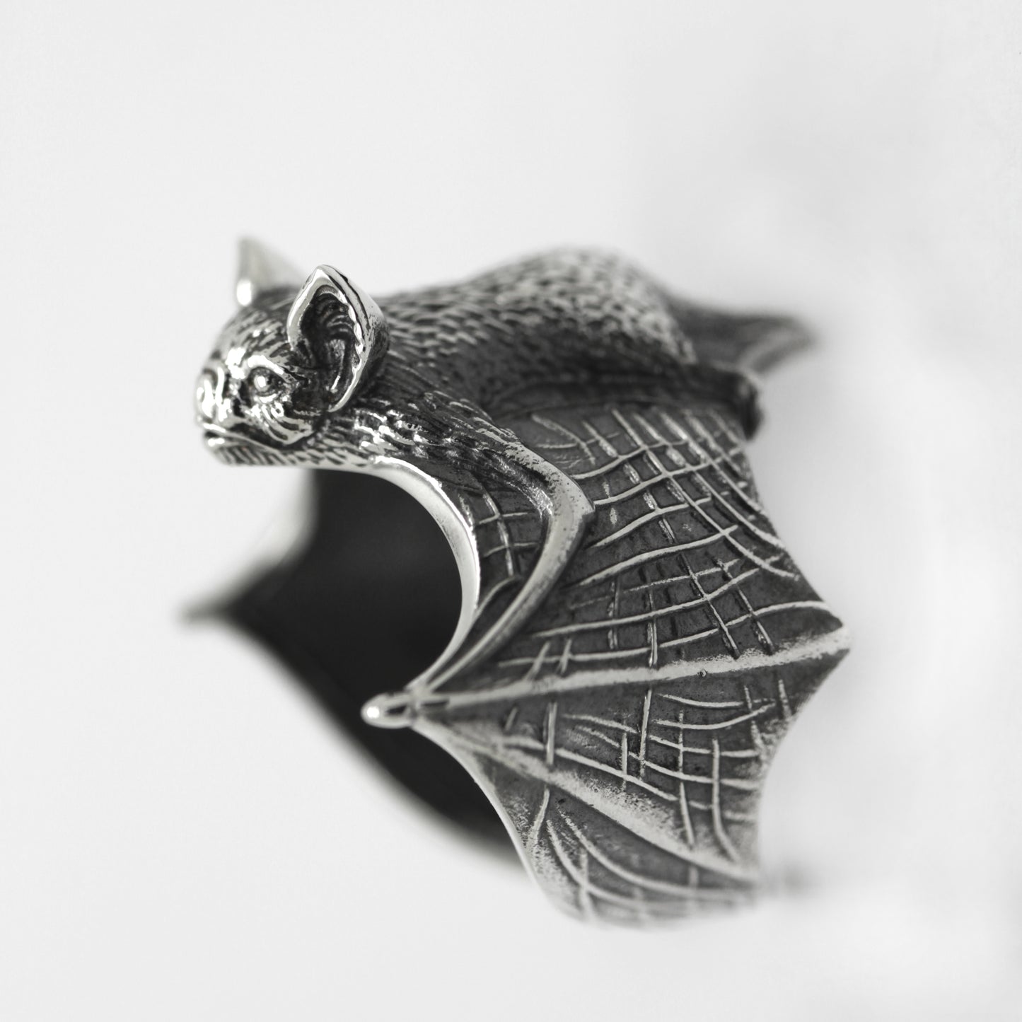 Bat Mouse Adjustable Sterling Silver Ring