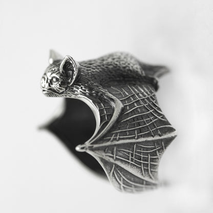 Verstellbarer Fledermaus-Maus-Ring aus Sterlingsilber