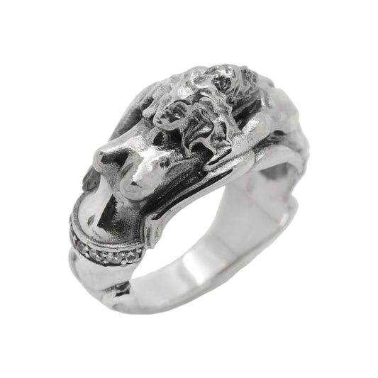 Adam and Eve Paradise Lost Engagement Ring, Women Band Sterling Silver Ring
