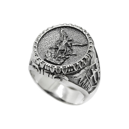 Pánský prsten Michaela archanděla Stříbrný kulatý pečetí