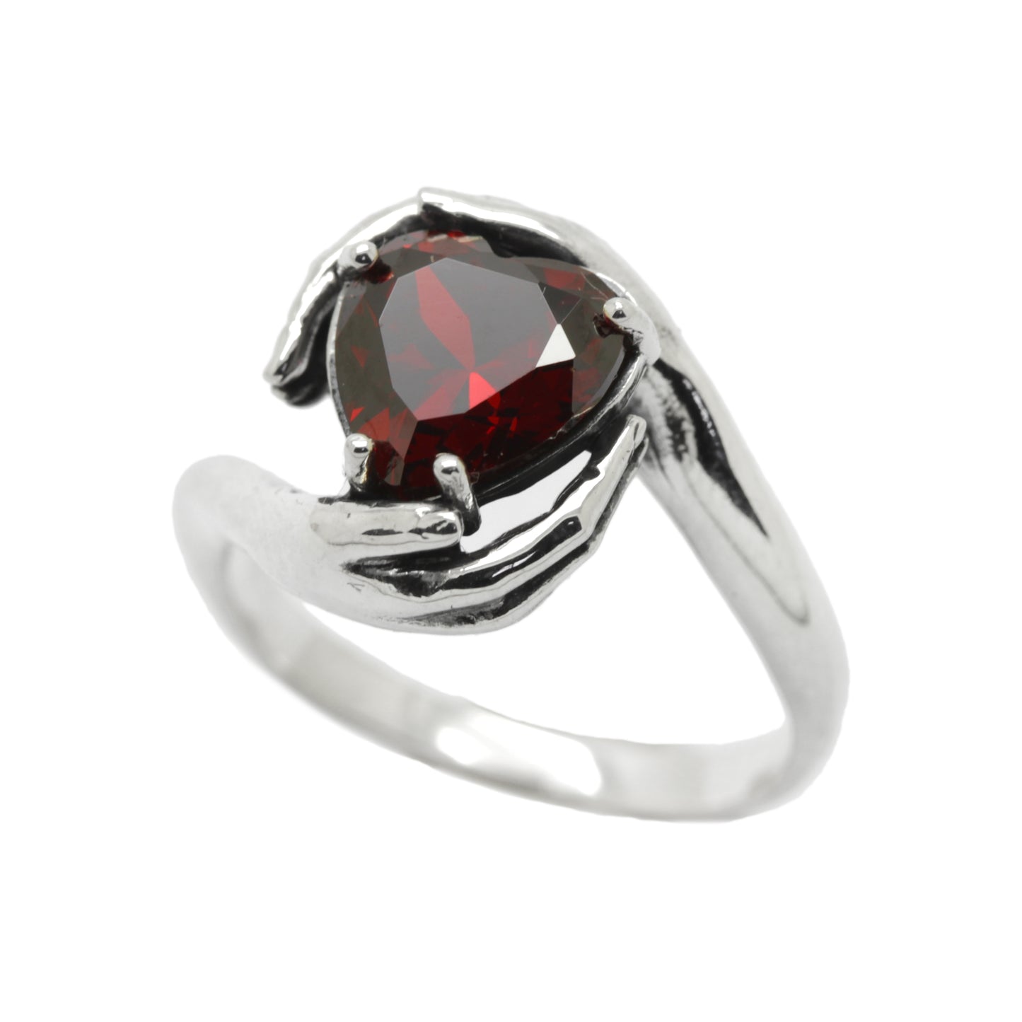 Sweetheart Love, Beautiful Garnet Zircon Heart Cut Gemstone, Sterling Silver Women Ring